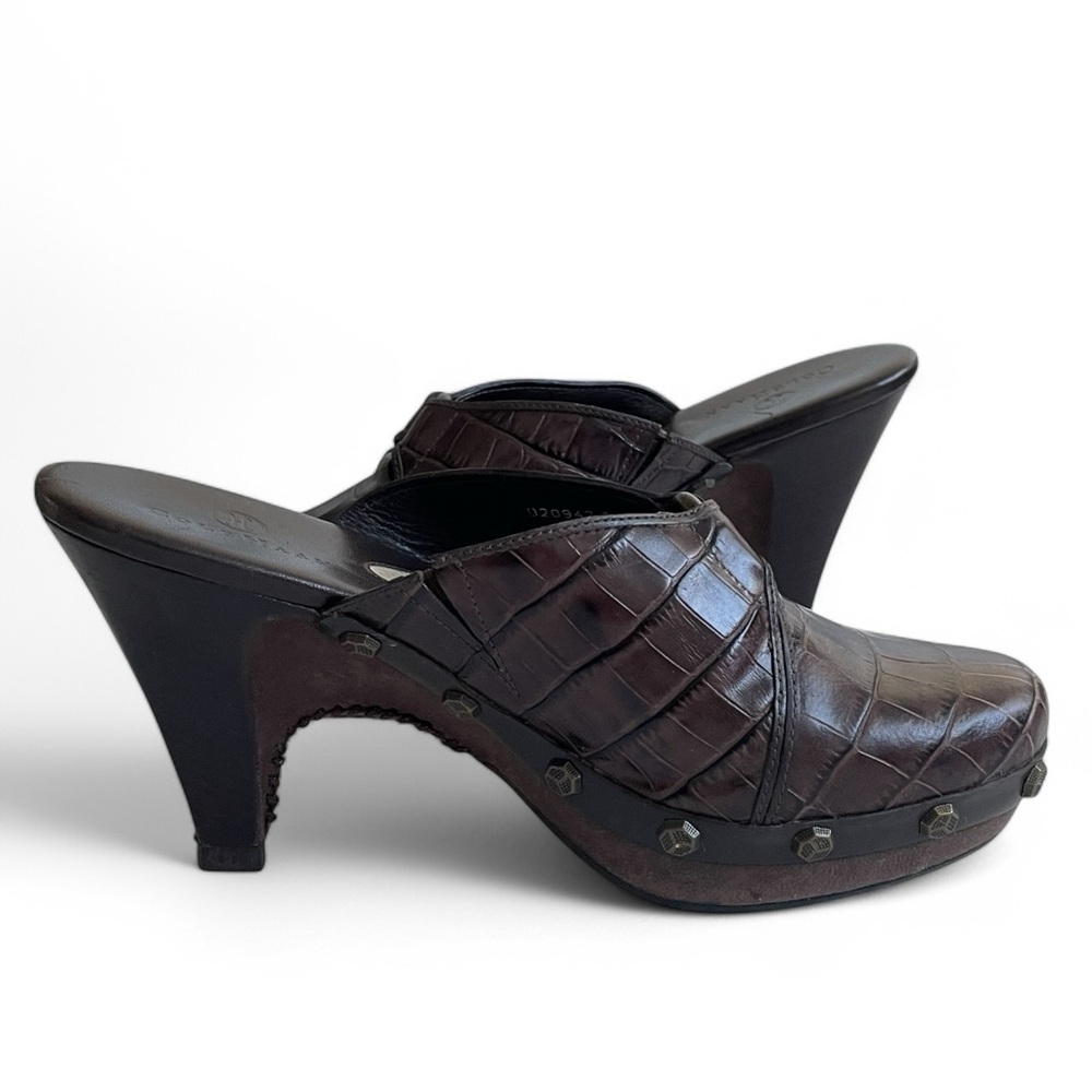 Cole Haan Women's Kenna Brown Croc Leather Platform Heeled Mules Studded Sz: 6 - Picture 7 of 9